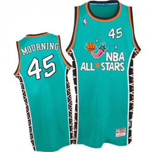 Maillot NBA Miami Heat #45 Alonzo Mourning Bleu clair Mitchell and Ness Swingman 1996 All Star Throwback - Homme