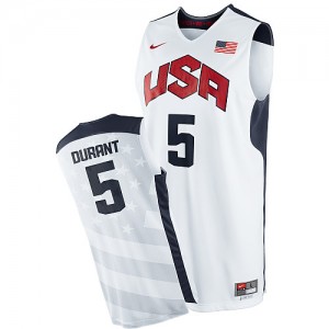 Team USA #5 Nike 2012 Olympics Blanc Authentic Maillot d'équipe de NBA prix d'usine en ligne - Kevin Durant pour Homme