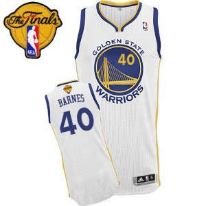 Maillot NBA Blanc Harrison Barnes #40 Golden State Warriors Home 2015 The Finals Patch Authentic Homme Adidas