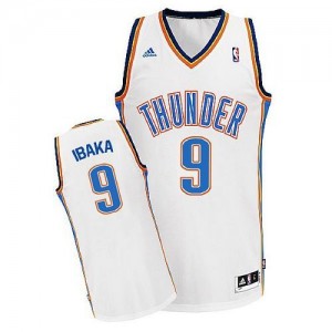 Maillot NBA Blanc Serge Ibaka #9 Oklahoma City Thunder Home Swingman Homme Adidas