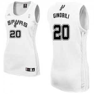 San Antonio Spurs #20 Adidas Home Blanc Swingman Maillot d'équipe de NBA à vendre - Manu Ginobili pour Femme