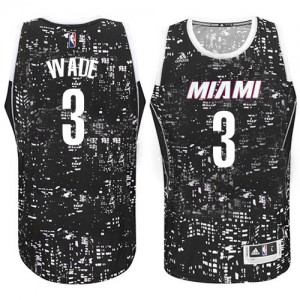 Maillot NBA Miami Heat #3 Dwyane Wade Noir Adidas Swingman City Light - Homme