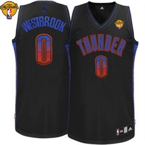 Maillot NBA Noir Russell Westbrook #0 Oklahoma City Thunder Vibe Finals Patch Authentic Homme Adidas