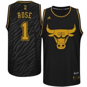 Chicago Bulls Derrick Rose #1 Precious Metals Fashion Authentic Maillot d'équipe de NBA - Noir pour Homme