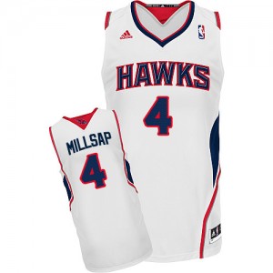 Maillot NBA Blanc Paul Millsap #4 Atlanta Hawks Home Swingman Homme Adidas