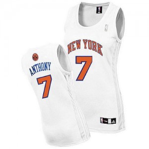 Maillot Adidas Blanc Home Authentic New York Knicks - Carmelo Anthony #7 - Femme