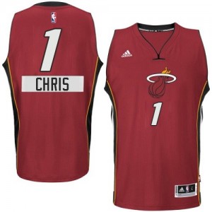 Maillot NBA Rouge Chris Bosh #1 Miami Heat 2014-15 Christmas Day Authentic Homme Adidas