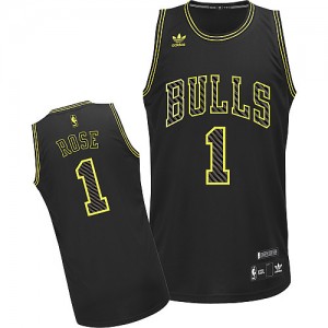 Chicago Bulls Derrick Rose #1 Electricity Fashion Swingman Maillot d'équipe de NBA - Noir pour Homme