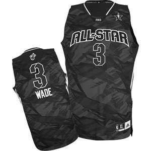 Maillot NBA Noir Dwyane Wade #3 Miami Heat 2013 All Star Authentic Homme Adidas