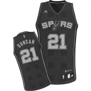 San Antonio Spurs Tim Duncan #21 Rhythm Fashion Swingman Maillot d'équipe de NBA - Noir pour Homme