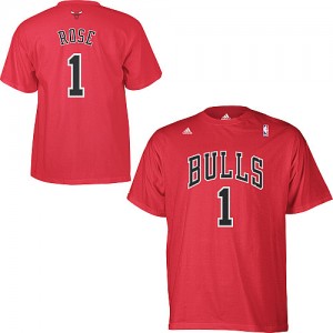 Tee-Shirt NBA Derrick Rose #1 Chicago Bulls Game Time Rouge - Homme
