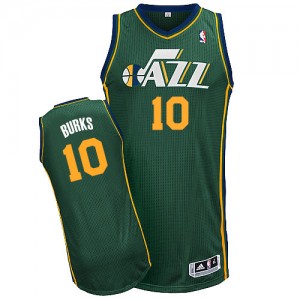 Maillot NBA Vert Alec Burks #10 Utah Jazz Alternate Authentic Homme Adidas