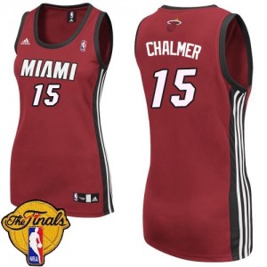 Maillot NBA Miami Heat #15 Mario Chalmer Rouge Adidas Authentic Alternate Finals Patch - Femme