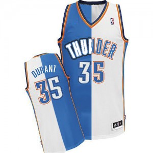 Maillot Authentic Oklahoma City Thunder NBA Split Fashion Bleu Blanc - #35 Kevin Durant - Homme