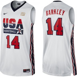 Team USA #14 Nike 2012 Olympic Retro Blanc Authentic Maillot d'équipe de NBA Vente - Charles Barkley pour Homme