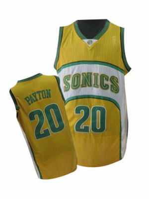 Maillot Adidas Jaune Throwback SuperSonics Authentic Oklahoma City Thunder - Gary Payton #20 - Homme