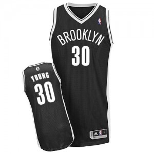Maillot NBA Noir Thaddeus Young #30 Brooklyn Nets Road Authentic Enfants Adidas
