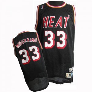 Miami Heat #33 Adidas Throwback Finals Patch Noir Swingman Maillot d'équipe de NBA la vente - Alonzo Mourning pour Homme