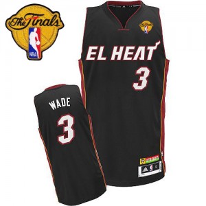 Maillot NBA Noir Dwyane Wade #3 Miami Heat Latin Nights Finals Patch Swingman Homme Adidas