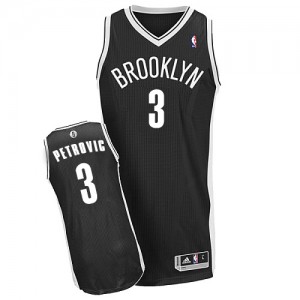 Maillot NBA Brooklyn Nets #3 Drazen Petrovic Noir Adidas Authentic Road - Homme