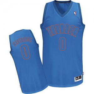 Maillot NBA Authentic Russell Westbrook #0 Oklahoma City Thunder Big Color Fashion Bleu - Homme
