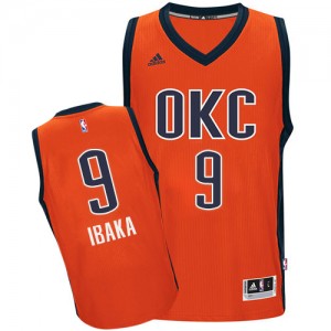 Maillot NBA Oklahoma City Thunder #9 Serge Ibaka Orange Adidas Authentic climacool - Homme