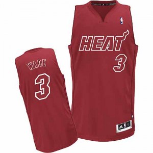 Miami Heat #3 Adidas Big Color Fashion Rouge Authentic Maillot d'équipe de NBA Soldes discount - Dwyane Wade pour Homme