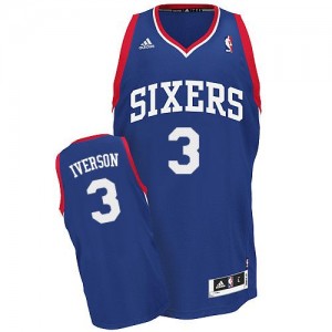 Maillot NBA Philadelphia 76ers #3 Allen Iverson Bleu royal Adidas Swingman Alternate - Homme