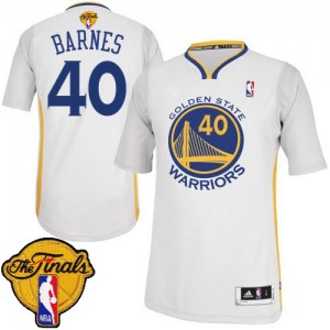 Maillot NBA Blanc Harrison Barnes #40 Golden State Warriors Alternate 2015 The Finals Patch Authentic Homme Adidas