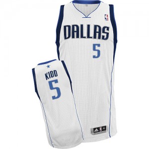 Maillot NBA Dallas Mavericks #5 Jason Kidd Blanc Adidas Authentic Home - Homme