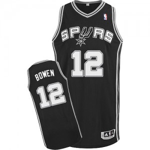 Maillot Authentic San Antonio Spurs NBA Road Noir - #12 Bruce Bowen - Homme