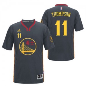 Maillot NBA Golden State Warriors #11 Klay Thompson Noir Adidas Authentic Slate Chinese New Year - Homme