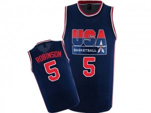 Maillot NBA Team USA #5 David Robinson Bleu marin Nike Authentic 2012 Olympic Retro - Homme