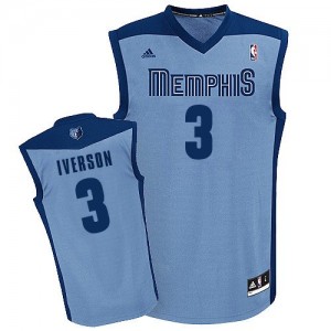 Memphis Grizzlies #3 Adidas Alternate Bleu clair Swingman Maillot d'équipe de NBA pour pas cher - Allen Iverson pour Homme