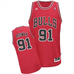 Maillot NBA Swingman Dennis Rodman #91 Chicago Bulls Road Rouge - Homme
