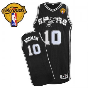Maillot NBA Authentic Dennis Rodman #10 San Antonio Spurs Road Finals Patch Noir - Homme