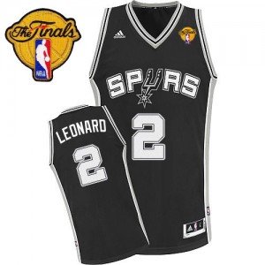 Maillot NBA Noir Kawhi Leonard #2 San Antonio Spurs Road Finals Patch Swingman Homme Adidas