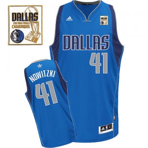Maillot Swingman Dallas Mavericks NBA Road Champions Patch Bleu royal - #41 Dirk Nowitzki - Homme