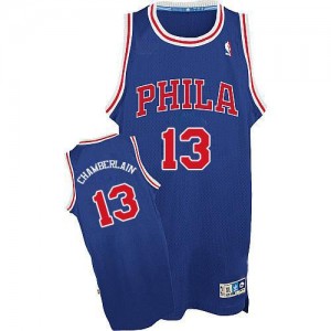 Maillot NBA Philadelphia 76ers #13 Wilt Chamberlain Bleu / Rouge Adidas Swingman Throwback - Homme