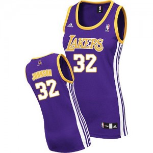 Maillot NBA Violet Magic Johnson #32 Los Angeles Lakers Road Swingman Femme Adidas