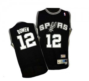 San Antonio Spurs #12 Adidas Throwback Noir Authentic Maillot d'équipe de NBA la vente - Bruce Bowen pour Homme