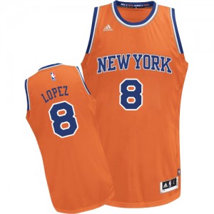 New York Knicks #8 Adidas Alternate Orange Swingman Maillot d'équipe de NBA Vente - Robin Lopez pour Femme