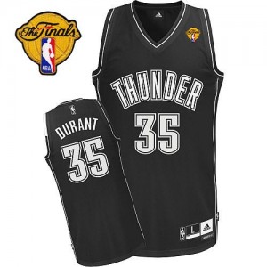 Oklahoma City Thunder #35 Adidas Finals Patch Noir Blanc Authentic Maillot d'équipe de NBA Magasin d'usine - Kevin Durant pour Homme