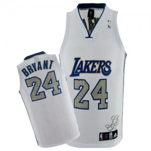 Maillot NBA Los Angeles Lakers #24 Kobe Bryant Blanc Adidas Authentic City Style - Homme