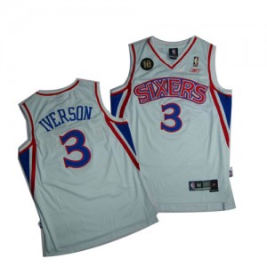 Maillot NBA Authentic Allen Iverson #3 Philadelphia 76ers 10TH Throwback Blanc - Homme