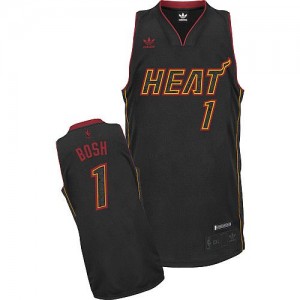 Miami Heat Chris Bosh #1 Fashion Swingman Maillot d'équipe de NBA - Fibre de carbone noire pour Homme