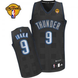 Oklahoma City Thunder #9 Adidas Rhythm Fashion Finals Patch Noir Authentic Maillot d'équipe de NBA Expédition rapide - Serge Ibaka pour Homme