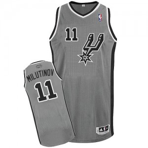 Maillot NBA San Antonio Spurs #11 Nikola Milutinov Gris argenté Adidas Authentic Alternate - Homme