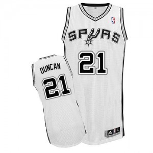 Maillot NBA Blanc Tim Duncan #21 San Antonio Spurs Home Authentic Homme Adidas