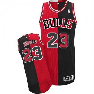 Maillot Authentic Chicago Bulls NBA Split Fashion Noir Rouge - #23 Michael Jordan - Homme